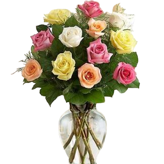 15 multi-colored roses | Flower Delivery Tomsk