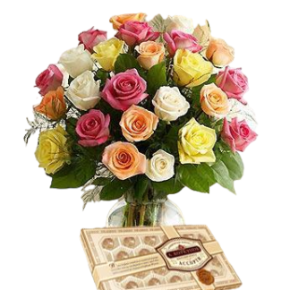 25 colorful roses with chokolates | Flower Delivery Tomsk