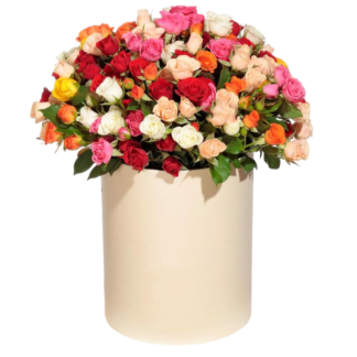 Mixed roses in a hatbox | Flower Delivery Tomsk