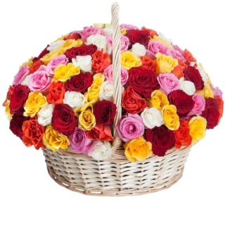 51 colorful roses in the basket | Flower Delivery Tomsk